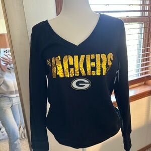 Black Packers V-Neck Sweatshirt size S